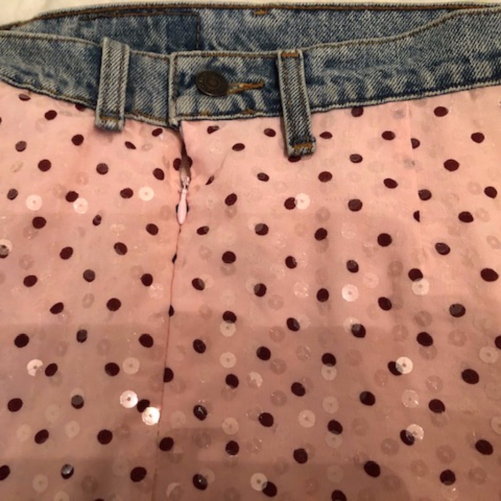 MAXOU VINTAGE SEQUIN SKIRT WITH DENIM WAISTBAND